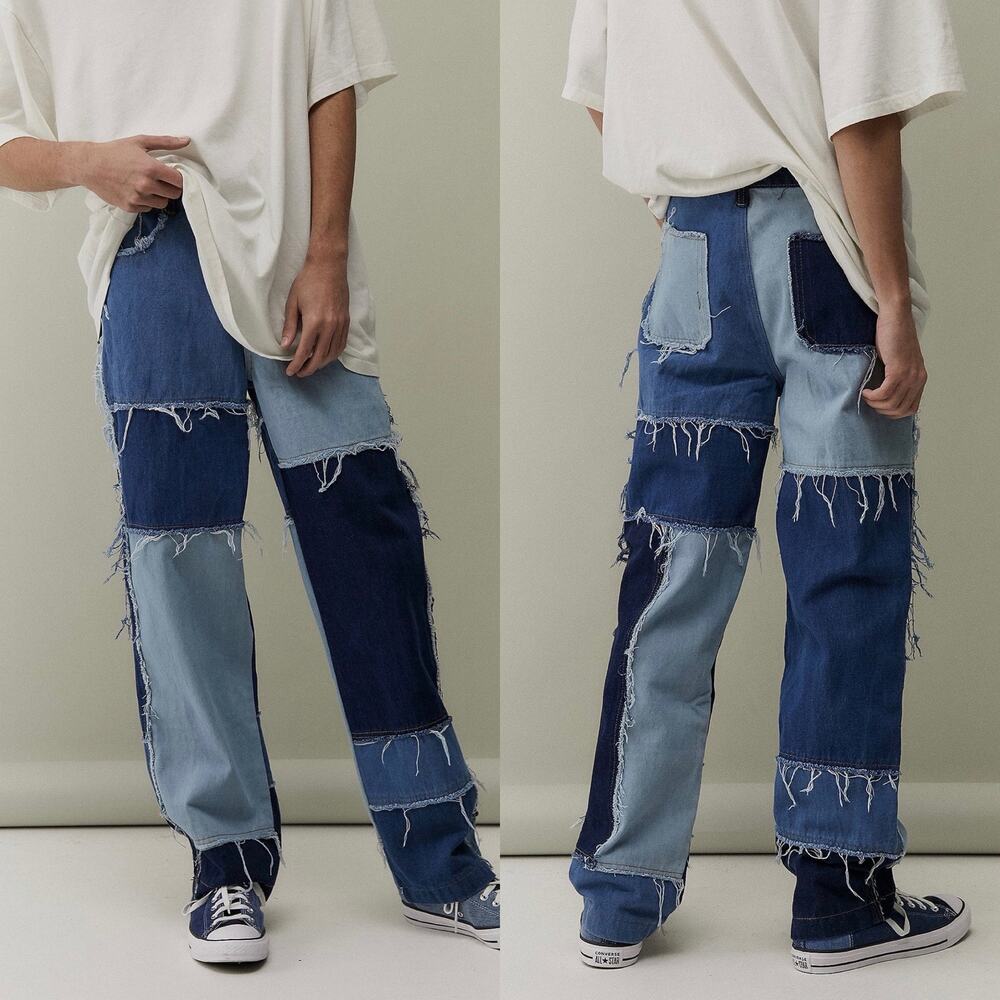 Jaded London Frayed Patchwork Denim Skate Fit Jean mens W 32 excellent condition